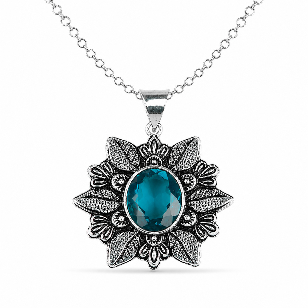 Apatite Gemstone Pendant Sterling Silver Handmade Dainty Jewelry 1.45″ For Women