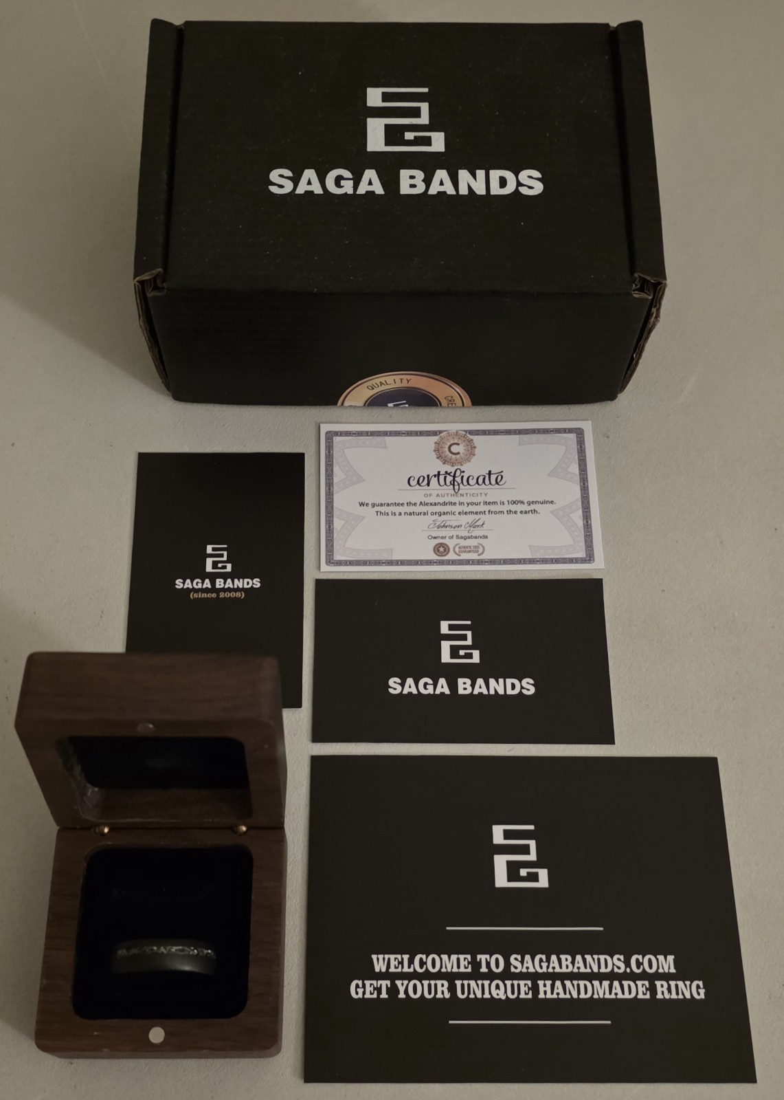 SAGA BANDS THE BLACK HOLE Tungsten Ring W/ Meteorite Men’s Size 13 8MM NEW