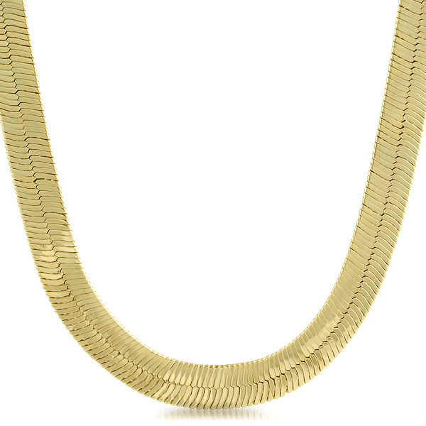 11mm Large Gold Plated Herringbone Chain Necklace