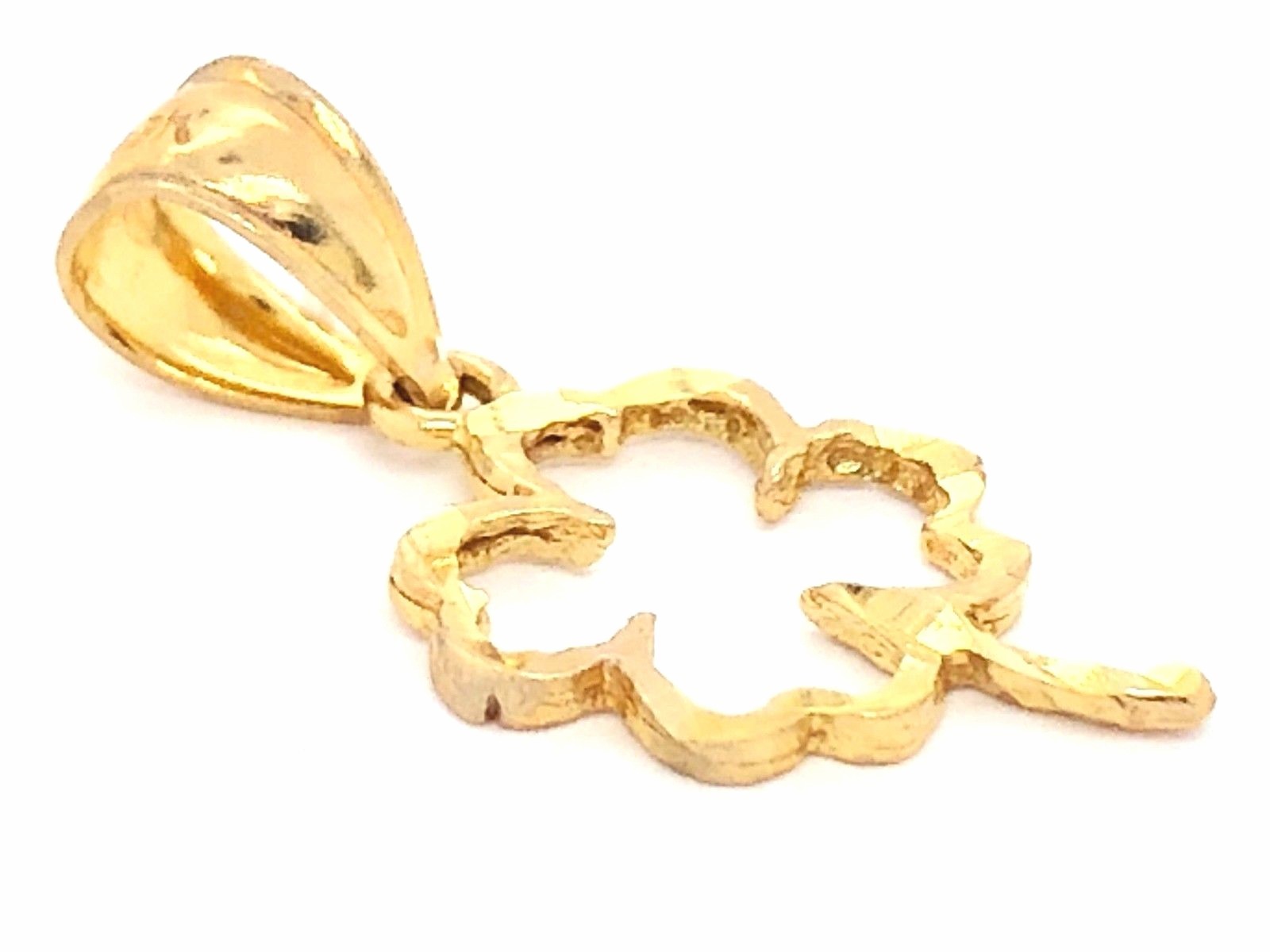 10k Yellow Gold Small Irish Lucky Four Leaf Clover Charm Pendant 0.5 gram