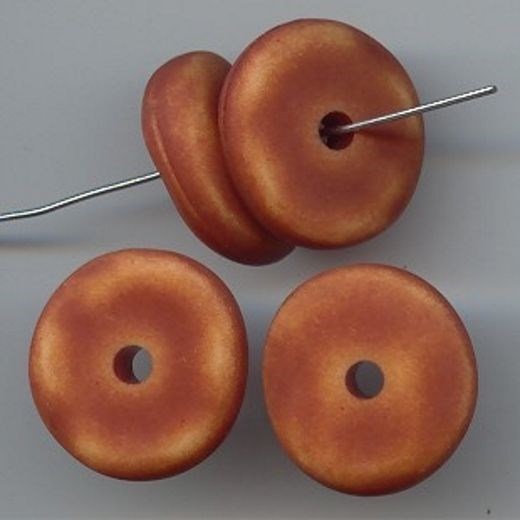 18 VINTAGE RUST MATTE WASHED ACRYLIC 7x24mm. NUGGET DISC SPACER BEADS 5728