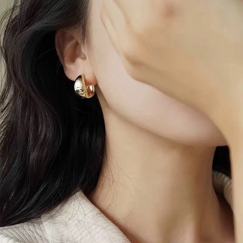 925 Silver Chunky Teardrop Huggie Hoop Earrings Small Thick Hoop Earrings B05