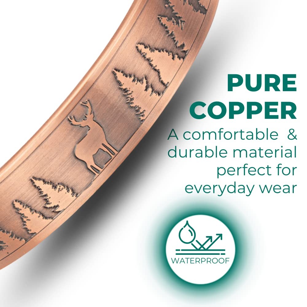 Willis Judd Men’s Pure Copper Bangle Magnetic Bracelet Deer 8.5 inches,
