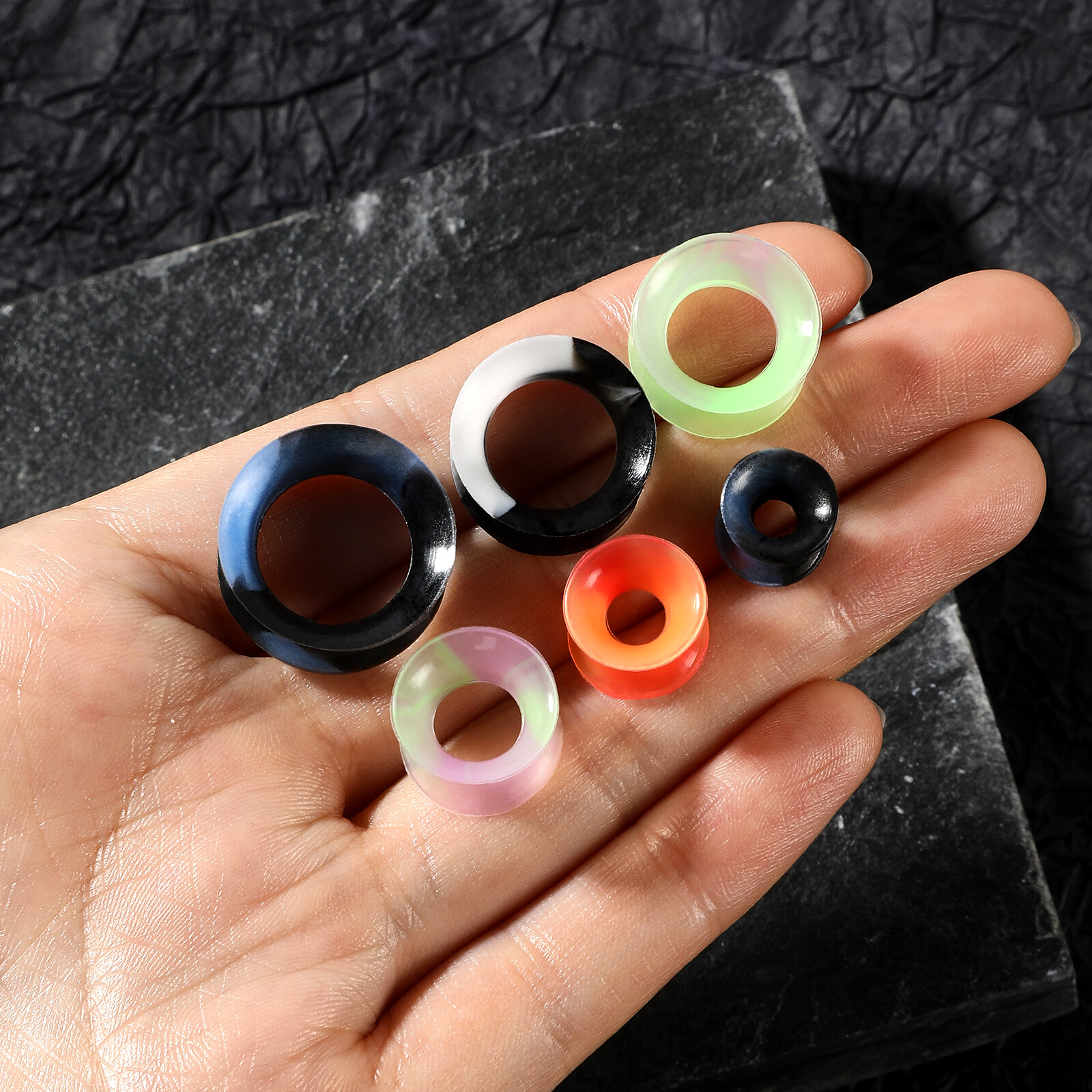 2pcs Silicone Tunnels Ear Gauges Soft Colorful Expander Plugs Double Flared