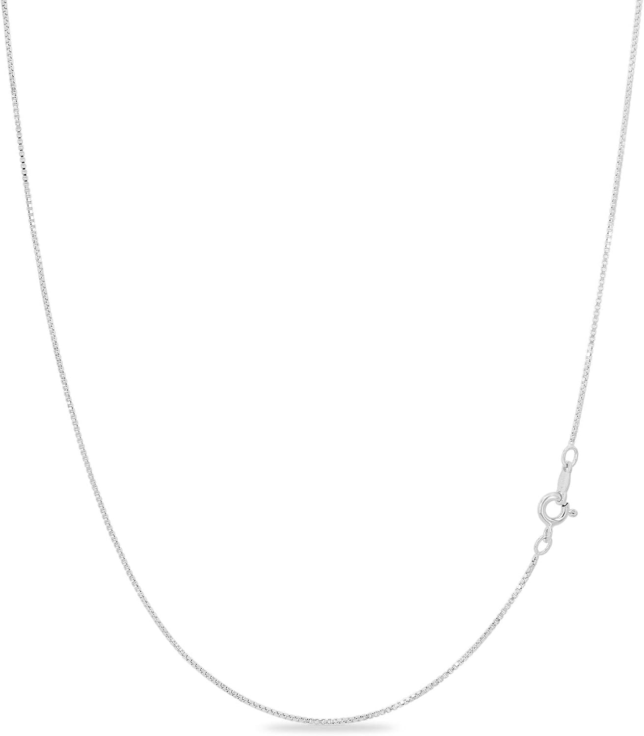 18K Gold Plated 925 Sterling Silver Box Chain Necklace for Women, 1Mm Thin & Stu
