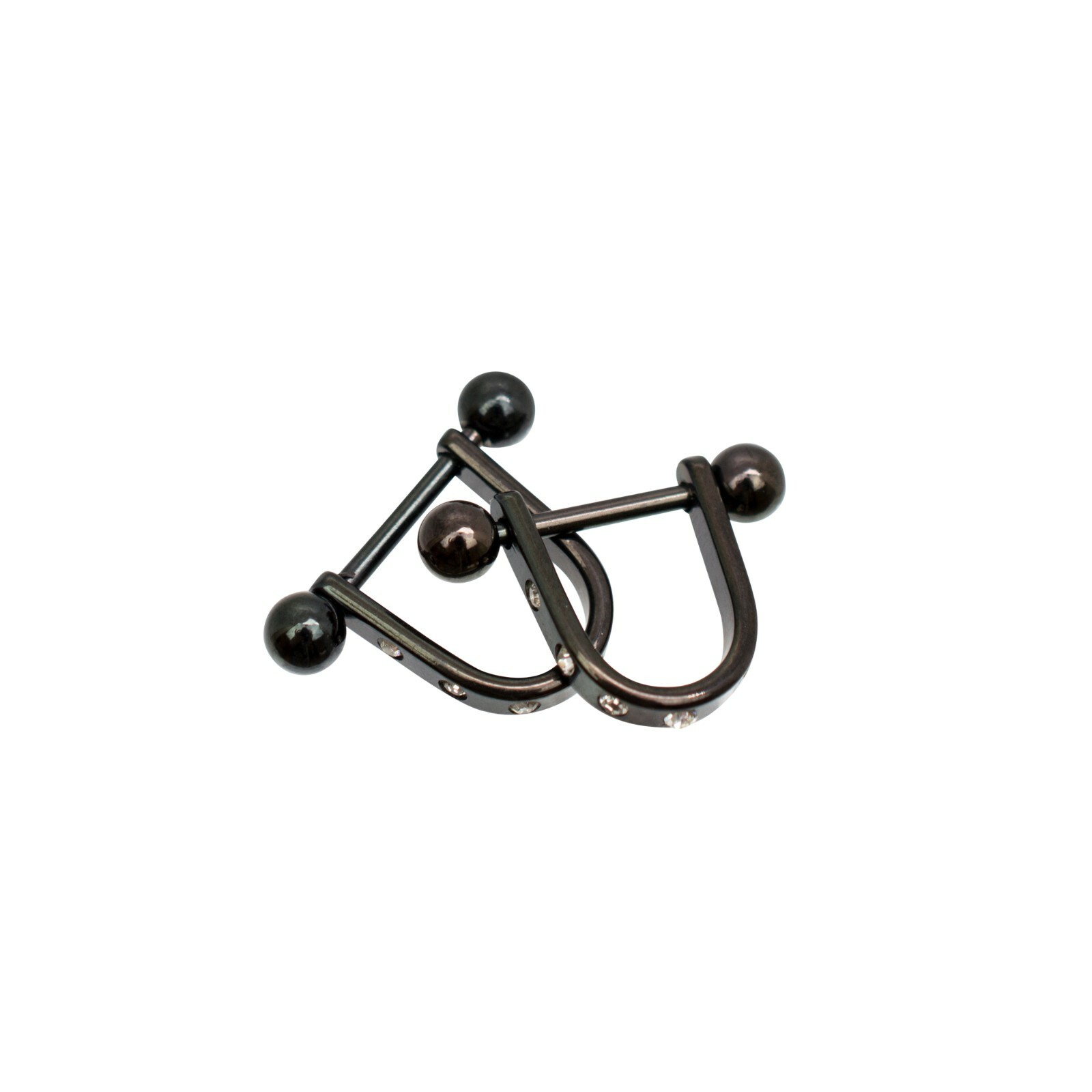 Nipple Shields U Shape Anodized Black with Cubic Zirconias Sold as a Pair 14G