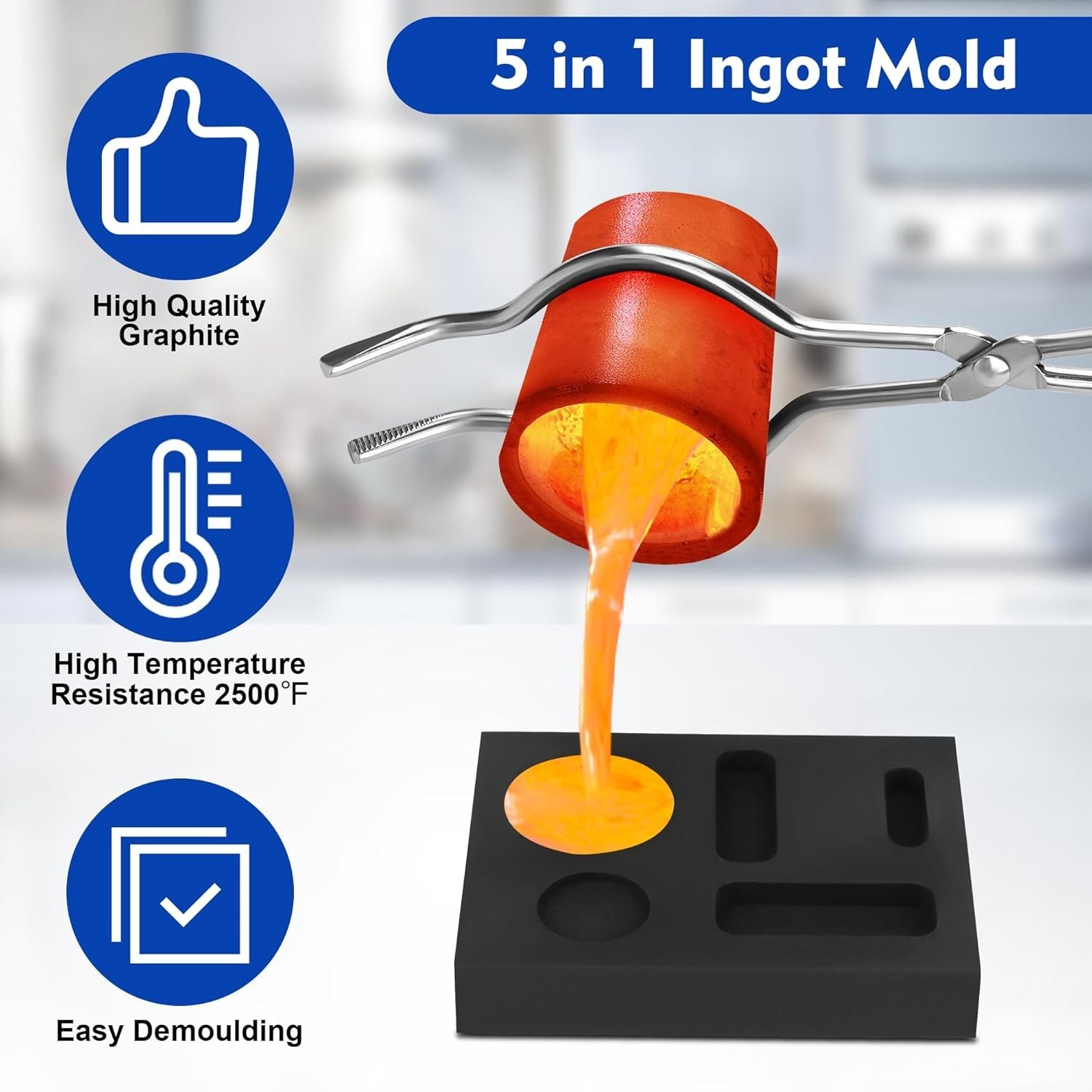 9 Pieces Graphite Torch Melting Casting Kit, Including 2 Crucible Stir Stick, 5-