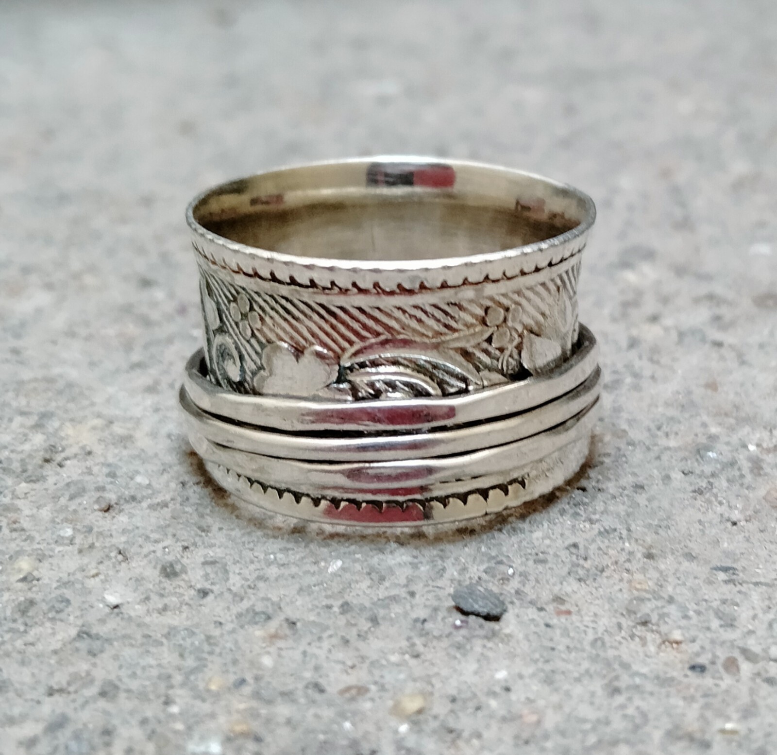 925 Sterling Silver Band& Spinner Meditation Ring Handmade Ring All Size-U-83