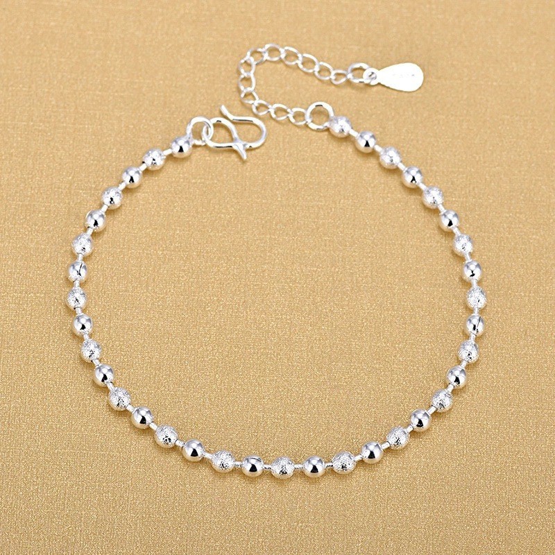 925 Sterling Silver Transfer Bead Bracelet Anklet Chain for Women Fine Jewelry