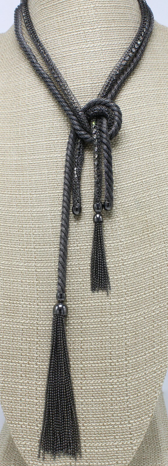 Unique New Hematite Tone Tassel Necklace by Anthropologie #N2342