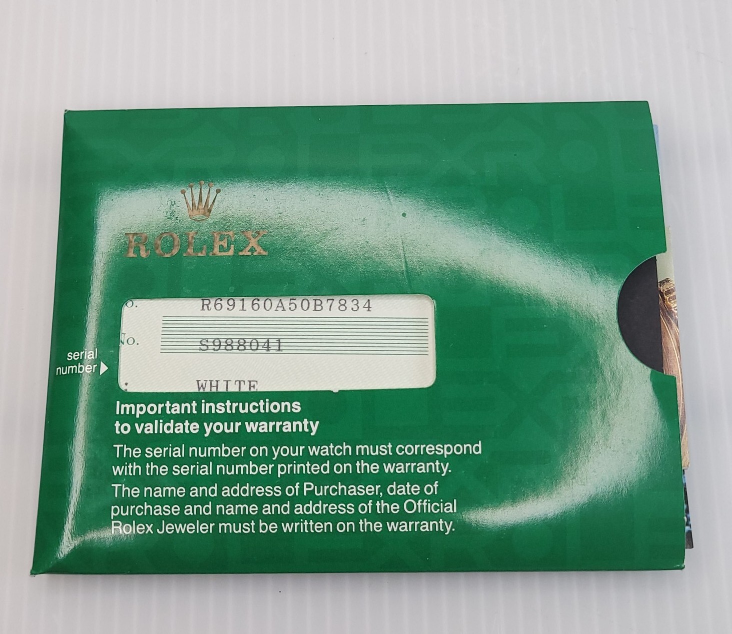 1990s Rolex 6916 Warranty Certificate & Booklets (Buyer’s Name On Cert) No Watch