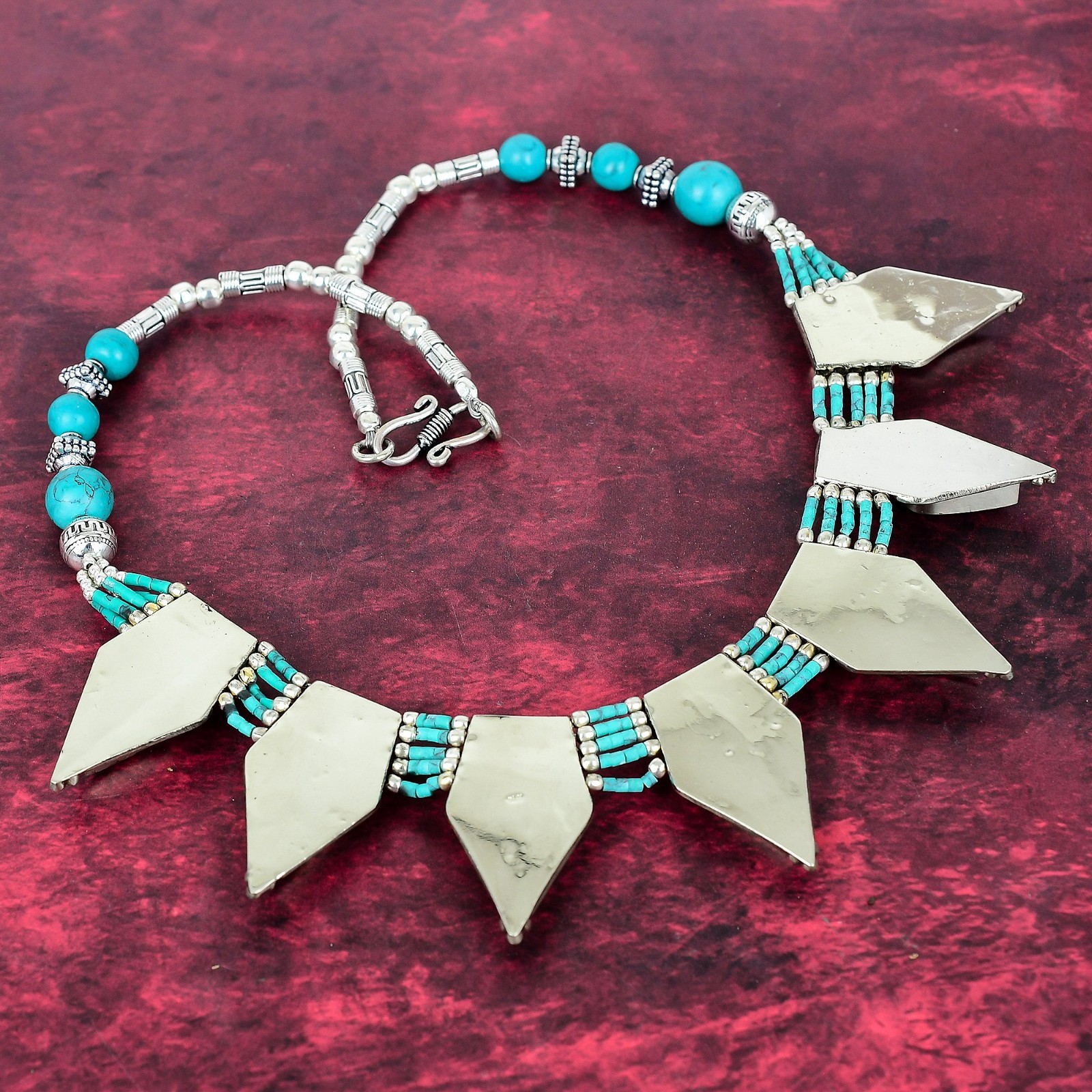 Turquoise Gemstone 925 Sterling Silver Handmade Designer Nepali Jewelry Necklace