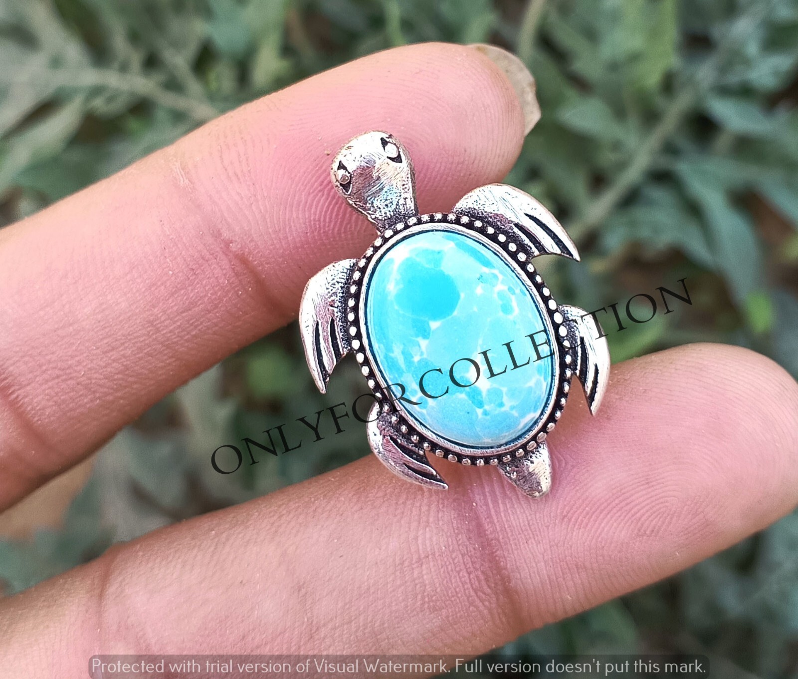 Good Larimar Gemstone Sea Turtle 925 Sterling Silver Plated 1 PC Unisex Pendant