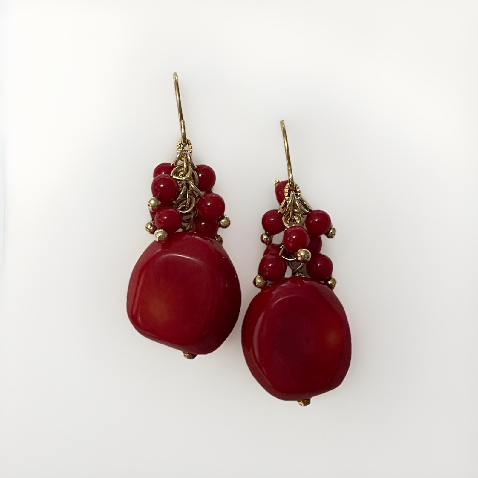 Bamboo Coral And Vermeil Dangle Drop Earrings