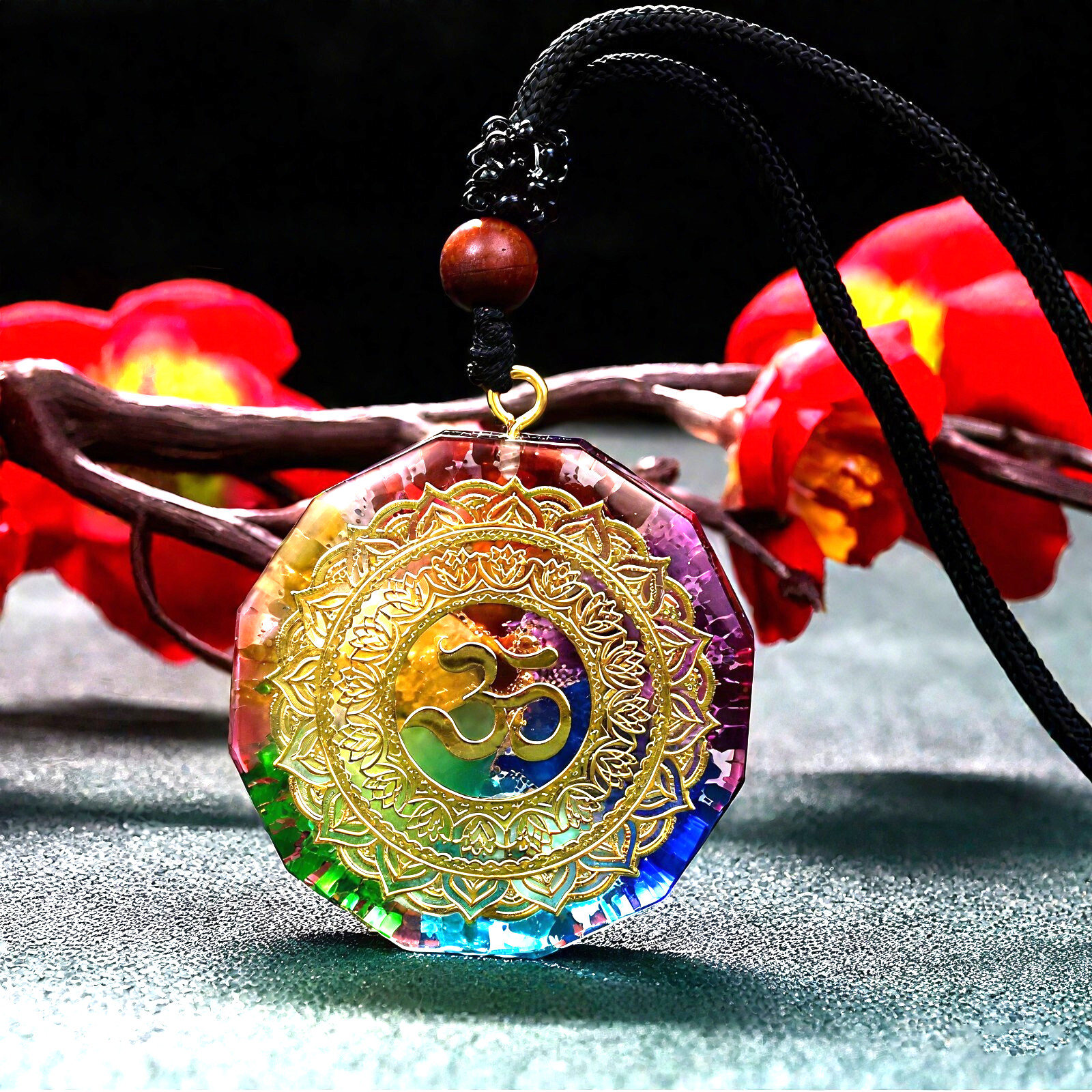 7 Chakra Necklace with Magnetic Energy Talisman – Natural Crystal Resin Pendant