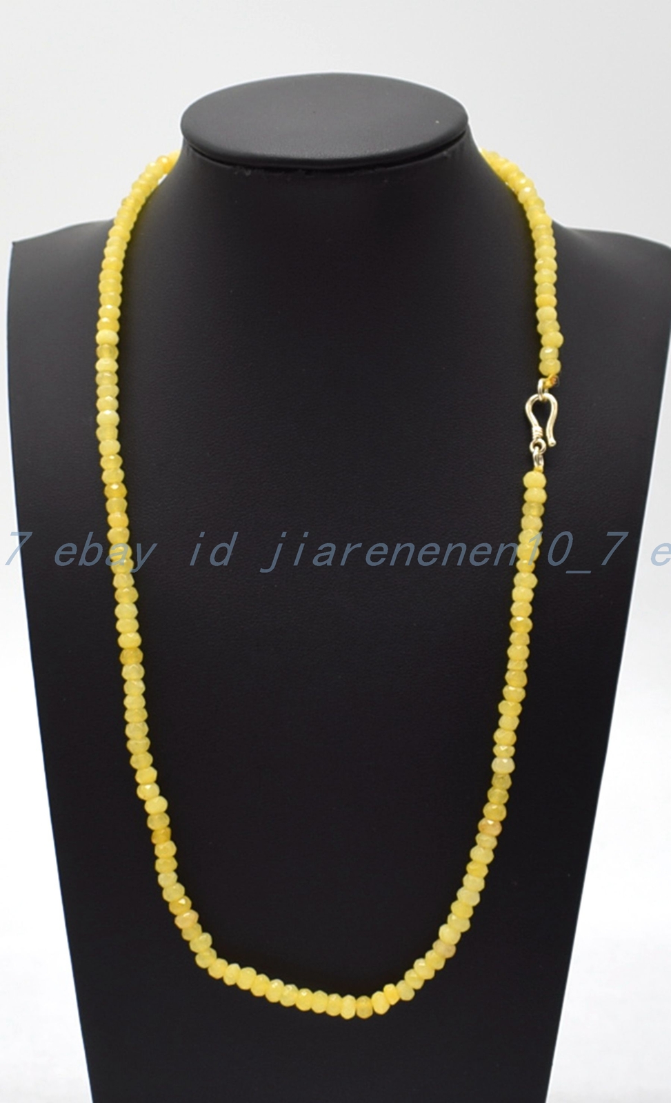 Elegant 2x4mm Faceted Yellow Jade Gemstone Rondelle Beads Necklace 16-36 In
