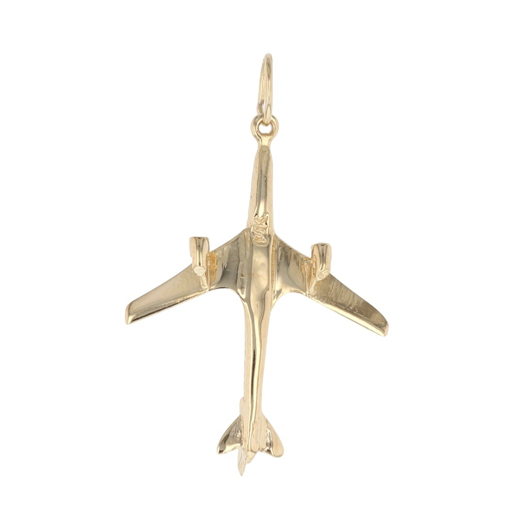 1.25″ Airplane Shaped Pendant without Chain 14k Yellow Gold 1.88 Grams
