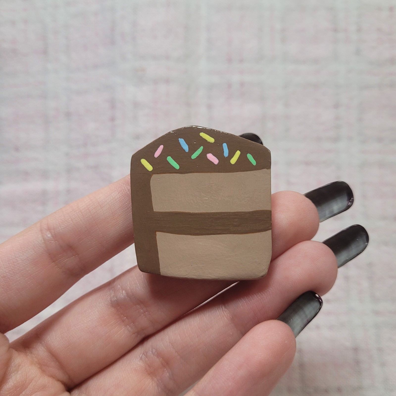 Handmade Art Polymer Clay Cake Pin Food Cute Handcrafted