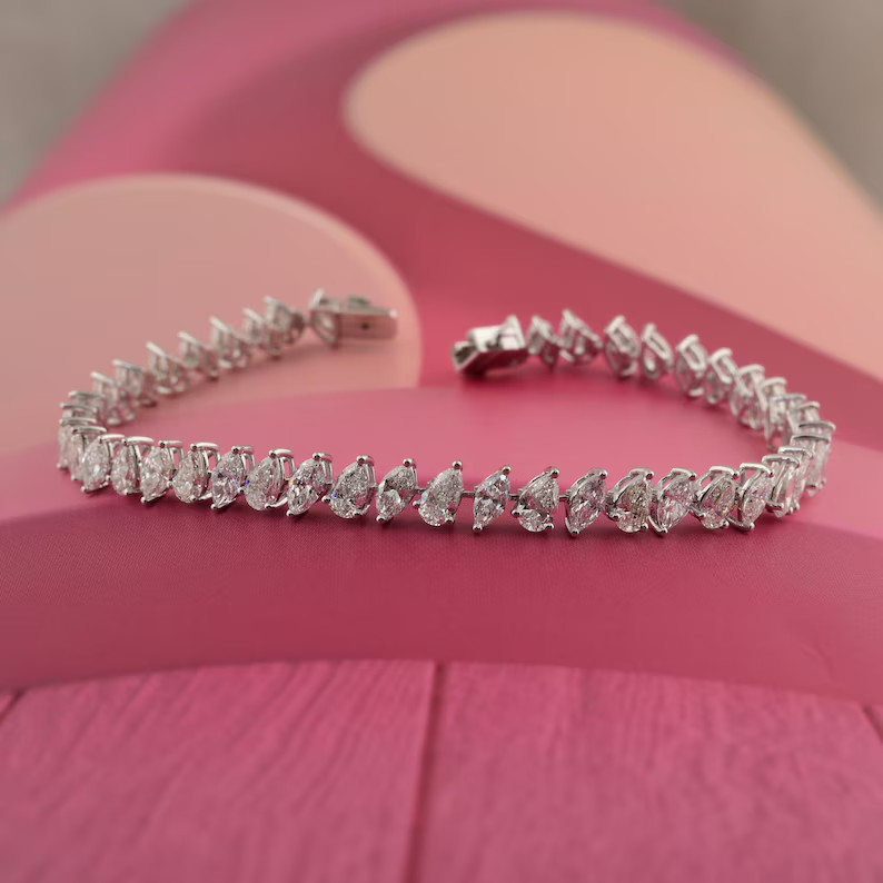 10.00 Ctw Multi Shape Lab Created Diamond Tennis Bracelet 14K White Gold Plated