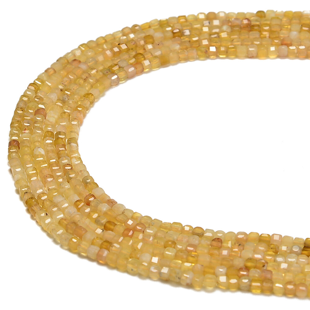 Yellow Opal Faceted Cube Beads Size 2.5mm 15.5” Strand (2.5mm)