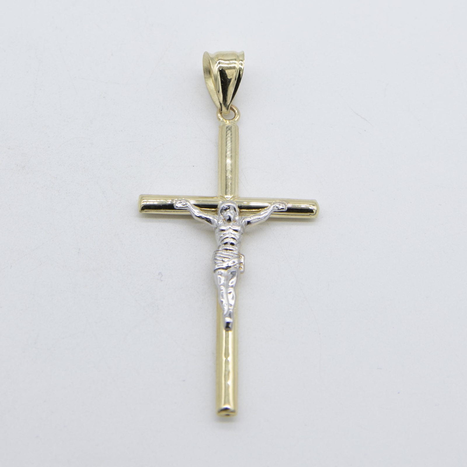 2 1/4″ Jesus Crucifix Cross Pendant Real 14K Yellow White Gold