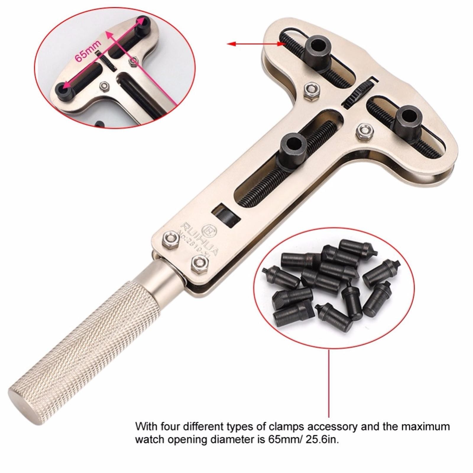 Universal Watch Back Case Opener Rear Cover Remover Wrench Tool Max Open to 65mm