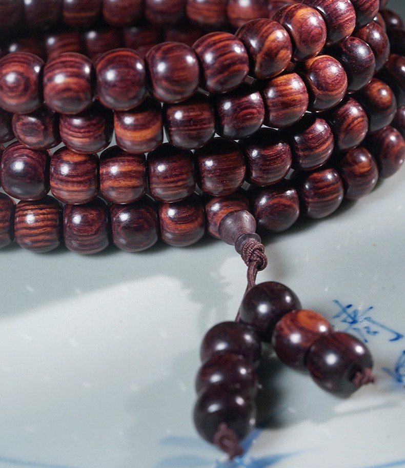 Indian Huanghuali Bracelets Bead Strings Vintage Wood and Cylinder Beads