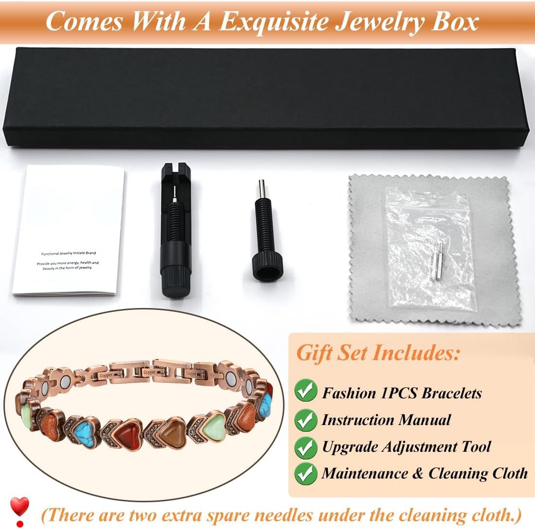 Strong Magnetic Therapy Copper Bracelet for Men Adjustable Arthritis Pain Relief