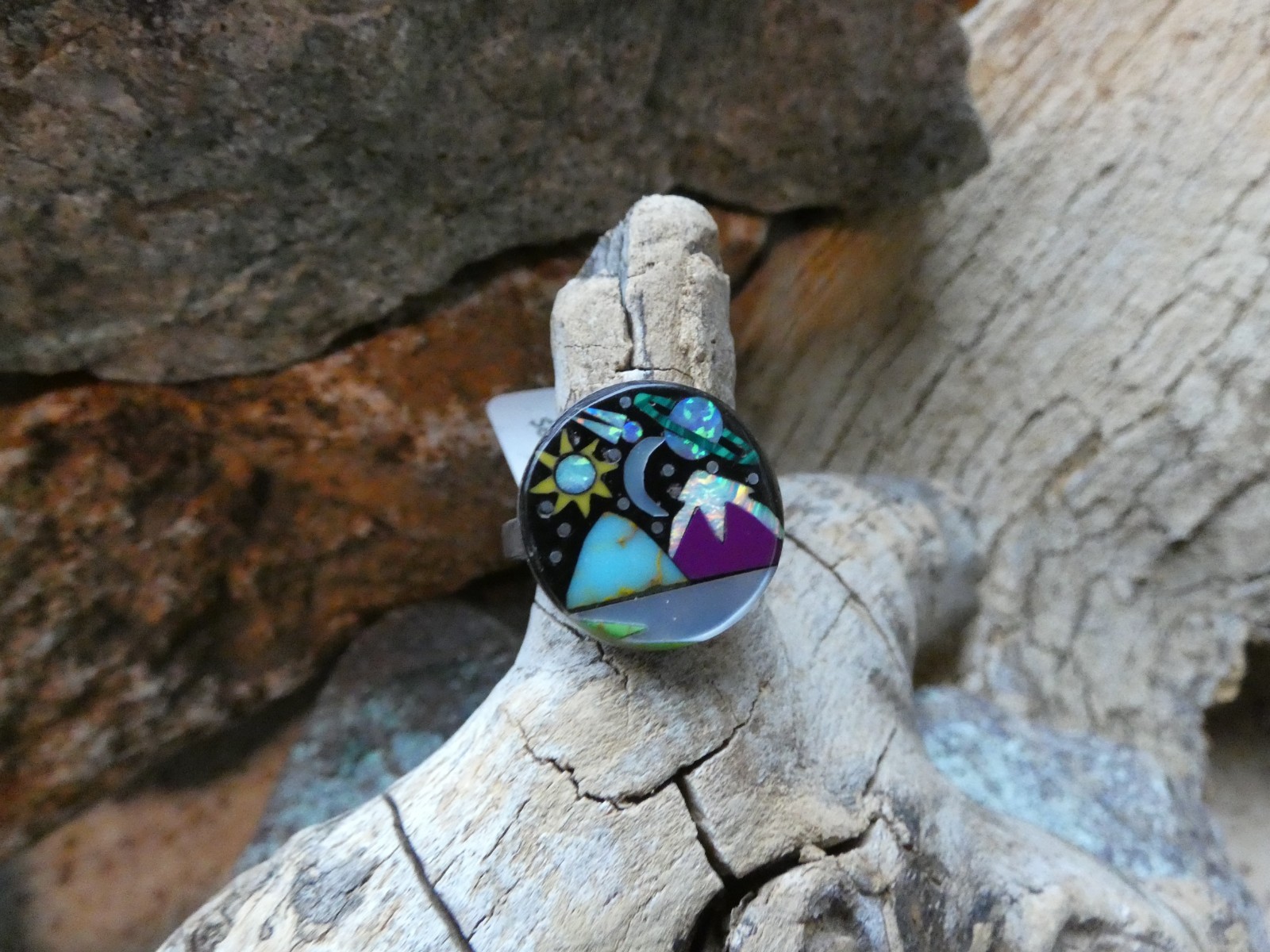 Mountian Tops Galaxy Gemstone Aluminum Sterling Silver Alloy Size 9 Ring AR91