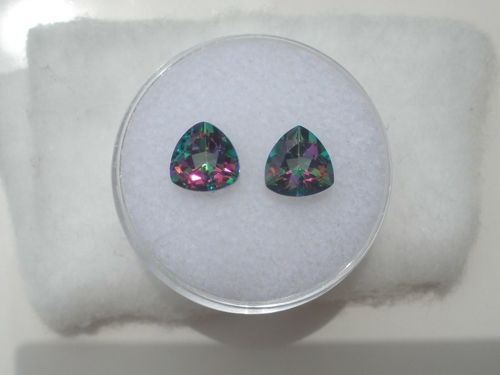 Rainbow Mystic Topaz Trillion Loose Faceted Gem Pair 8mm