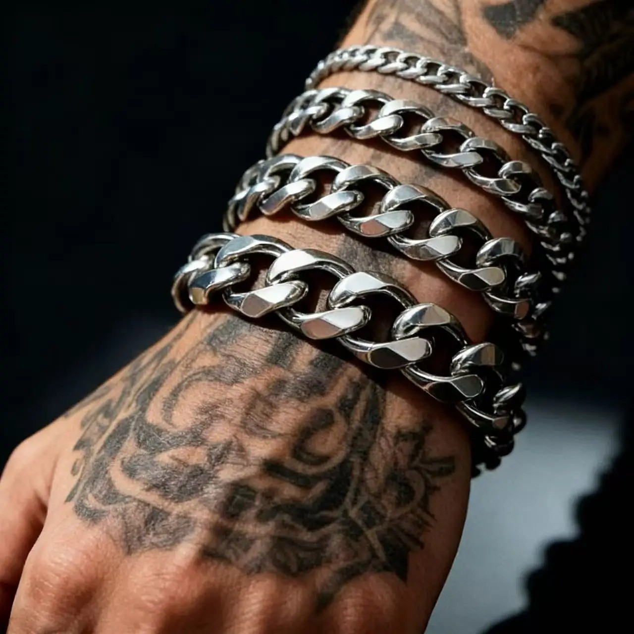 316L Stainless Steel Cuban Chain Bracelet Men Punk Biker Link Wristband Gift