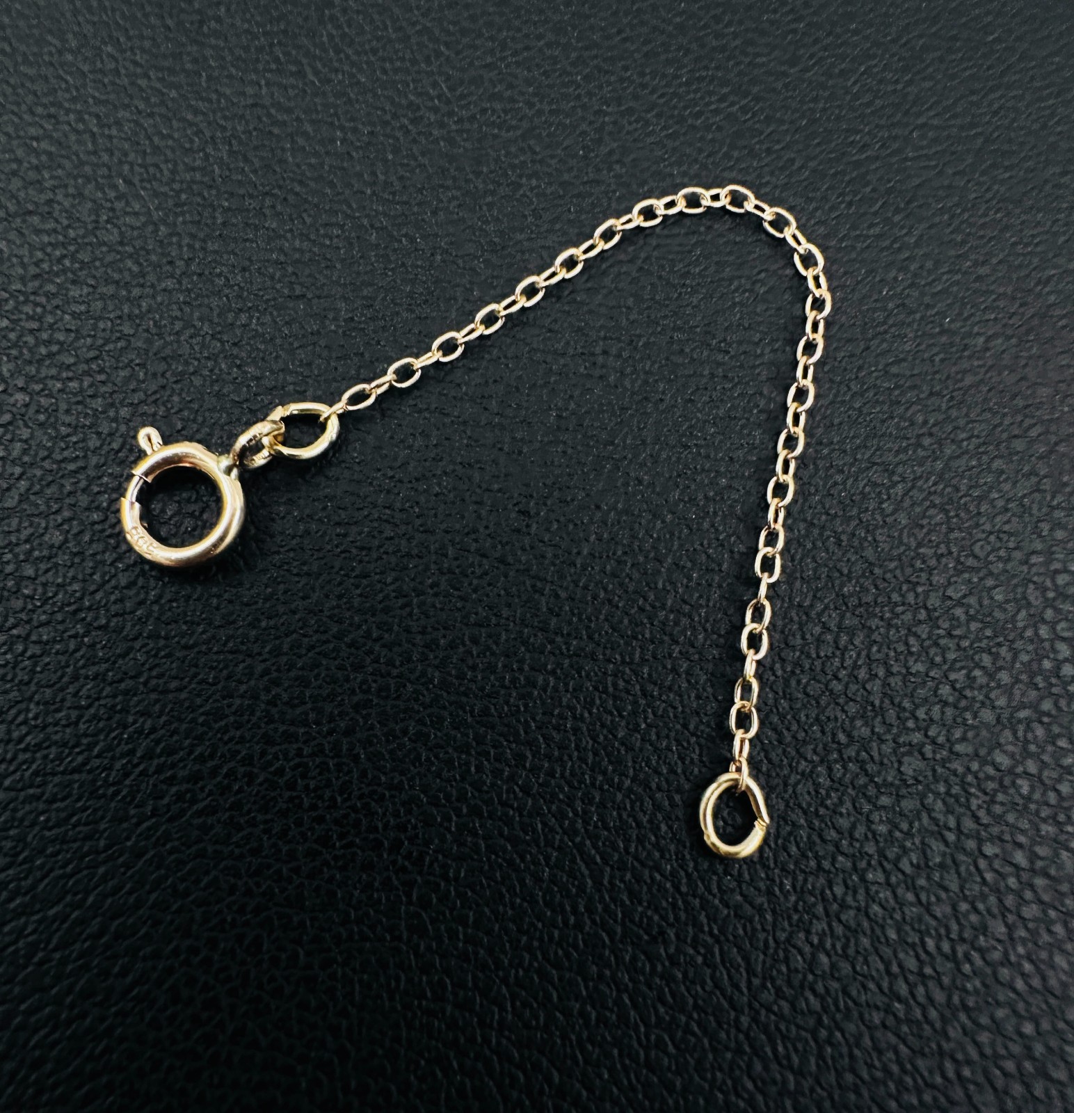14K Solid Yellow Gold Cable Link Safety Chain Extension Extender, 1mm, 2.25″