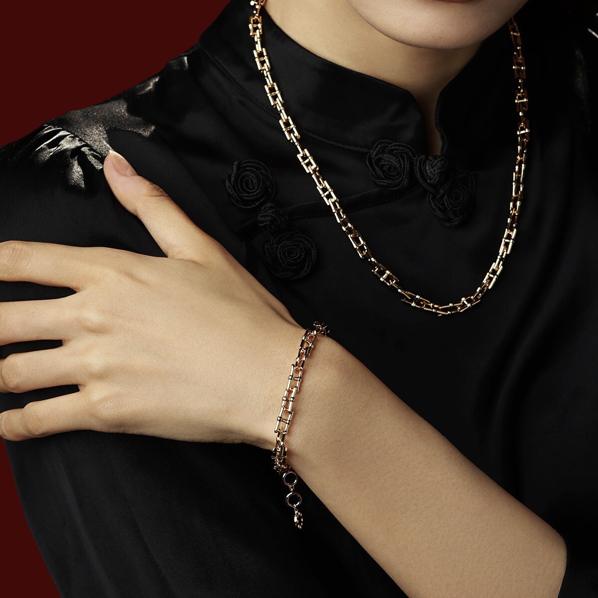 7mm Bamboo Shape Chain Bracelet 18k White Gold Plated; 7.5 inches