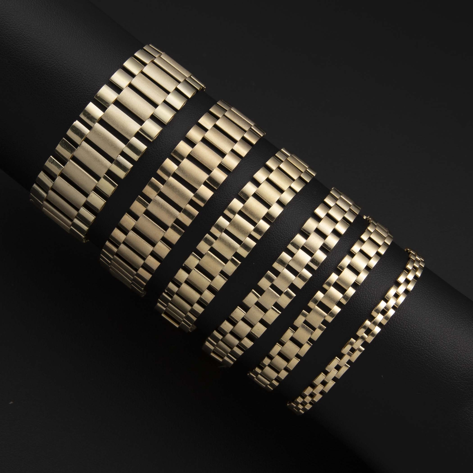 10K Yellow Gold Reversible Rlx Railroad Chain Bracelet All Sizes