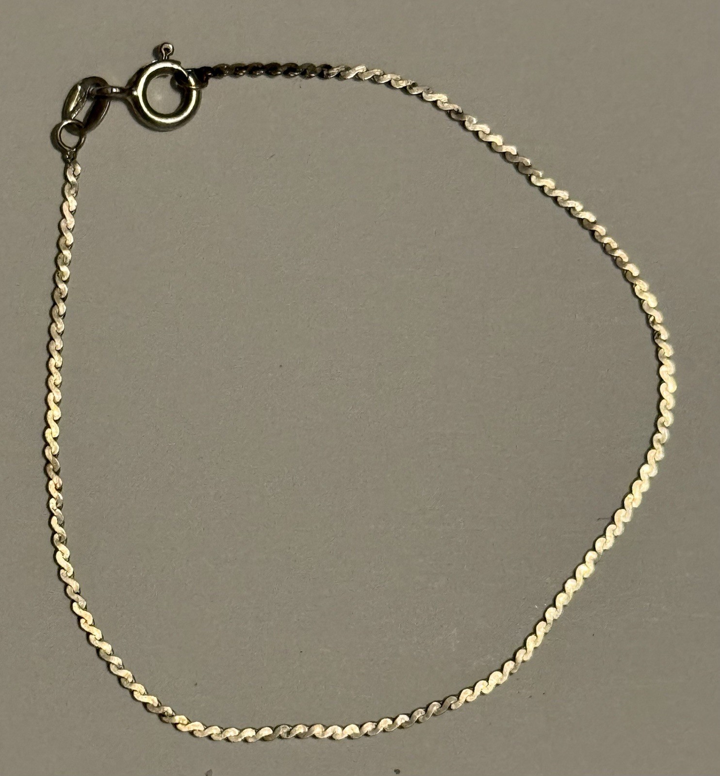 Vintage UnoAerre Italy 925 Sterling Silver Serpentine Flat Link Chain Bracelet7”