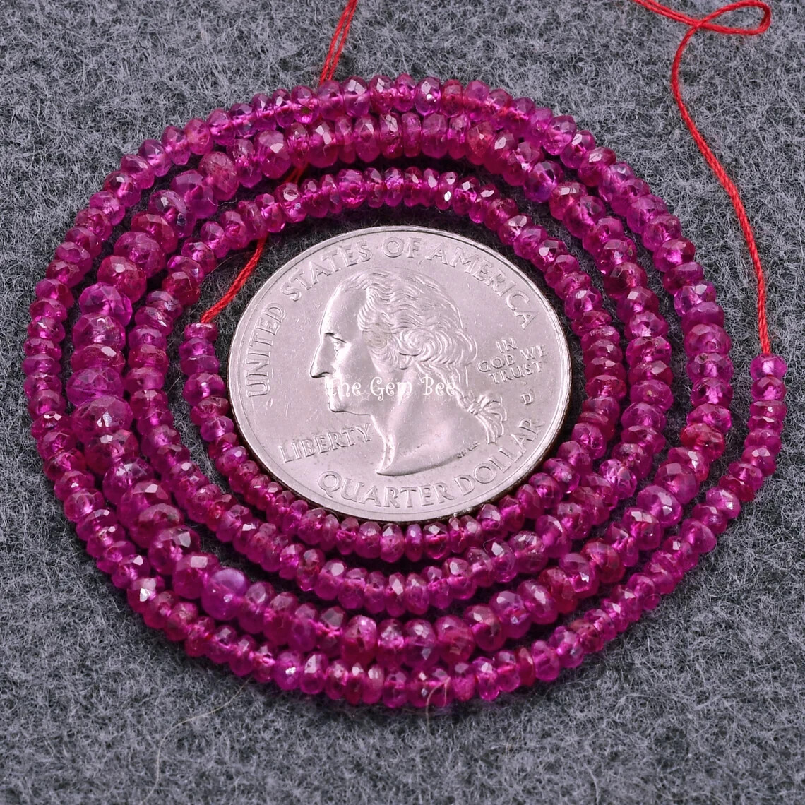 2.2-4.2mm Gem Grade No Heat Fine Burmese Ruby Faceted Rondelle Bead 16.5 inch st