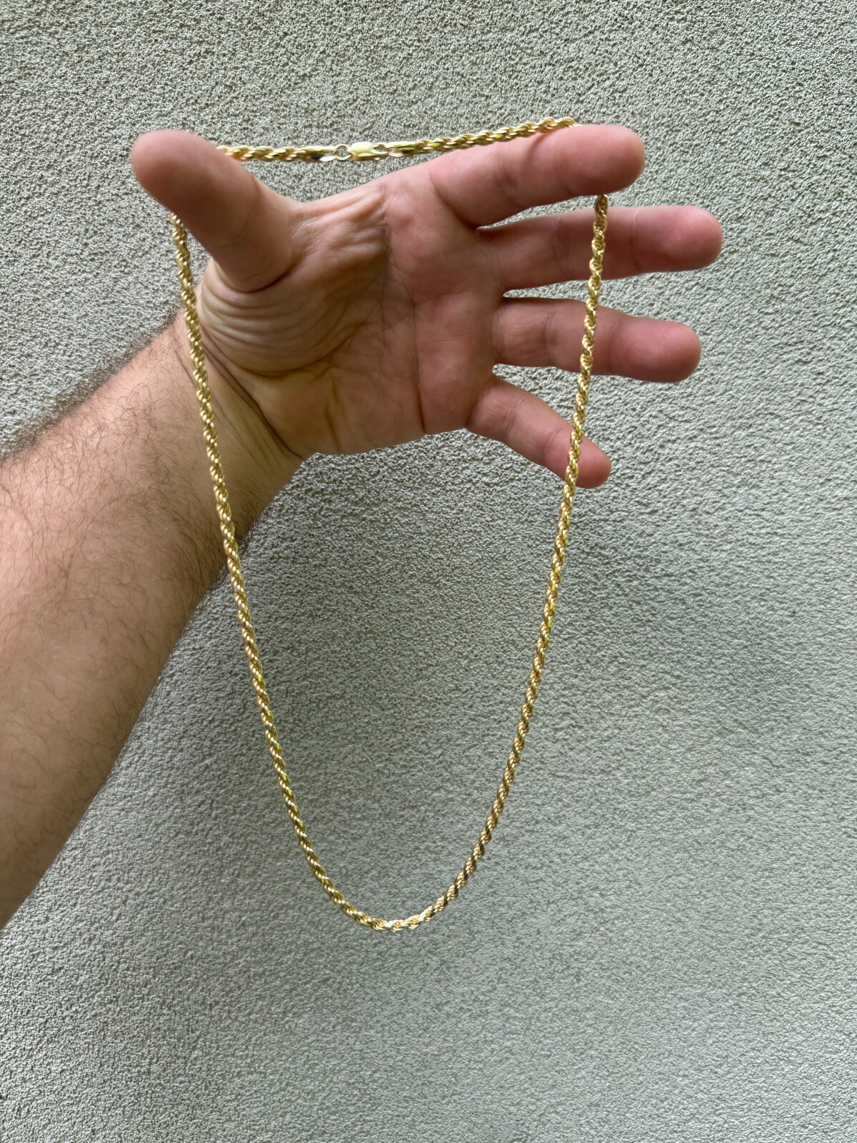 Cadena Rope de Plata 925 con Baño de Oro 14k para Hombre y Mujer 1.5-5mm