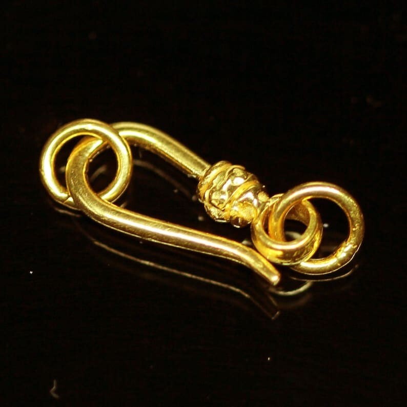 Tribal Hook 18k Solid Gold Clasp Handmade Old Fashioned 11mm x 5mm