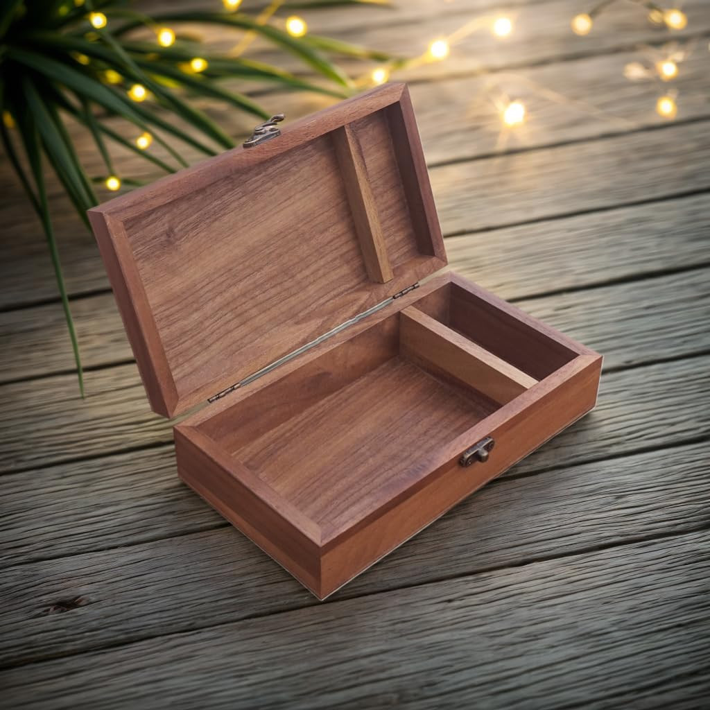 Walnut Handmade Walnut Partition Wooden Box for Keepsakes, Photos