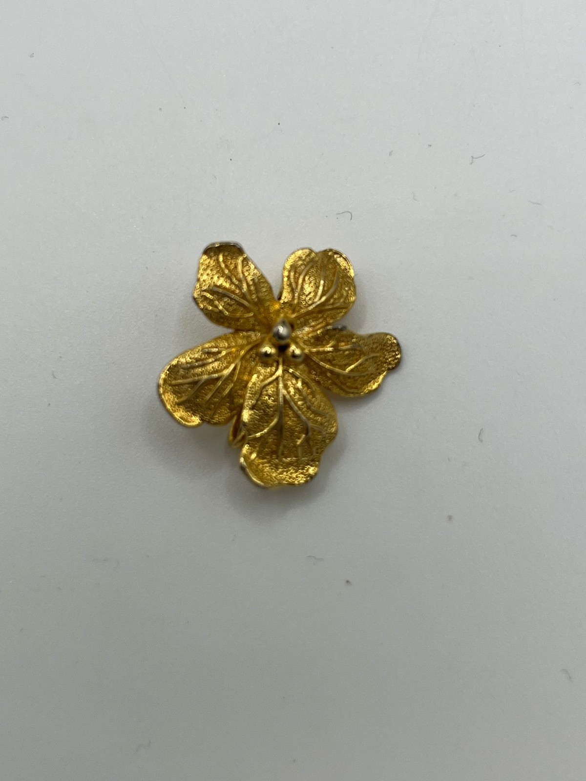 Gold Tone Flower Brooch Pin Floral Costume Lapel Singapore Orchid