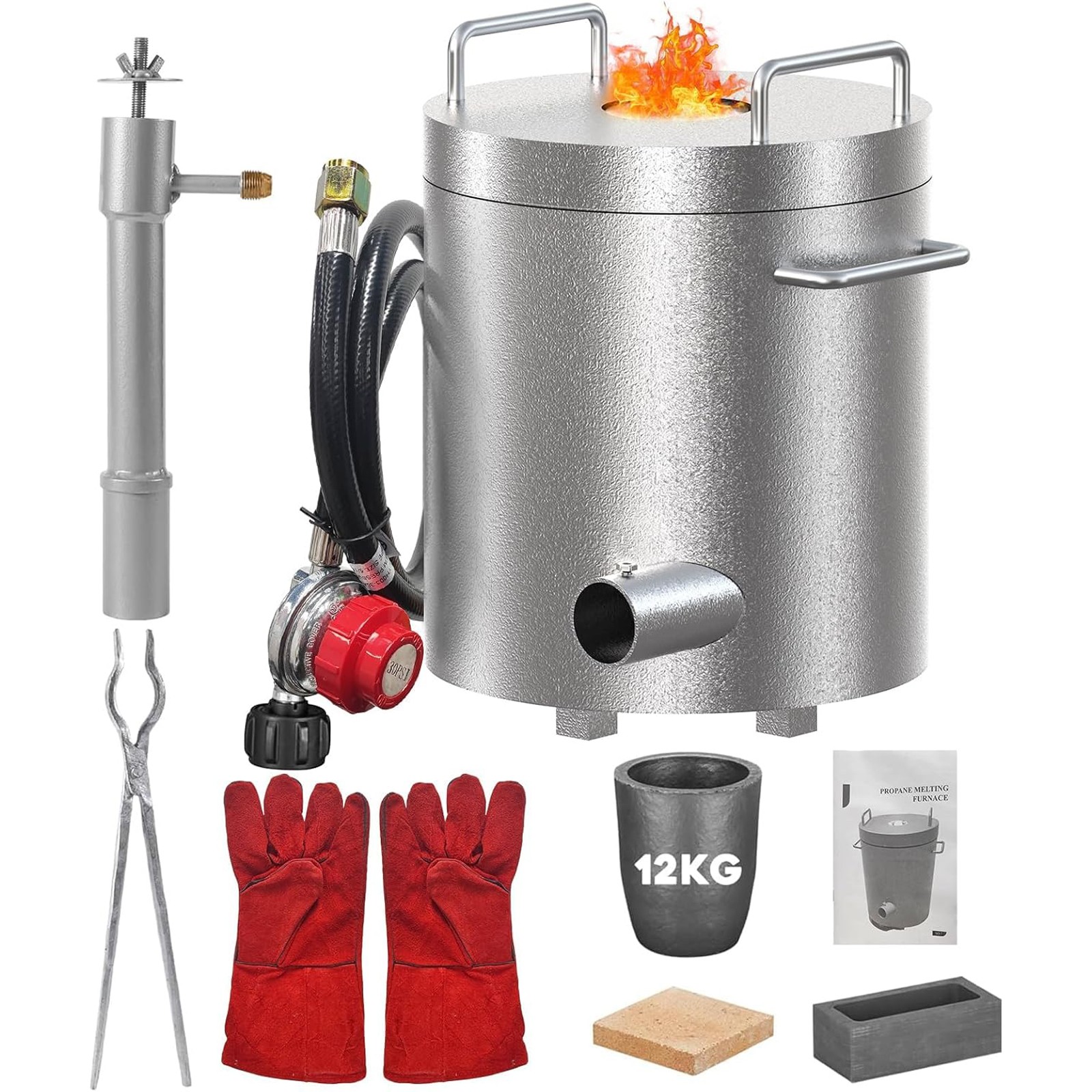 12KG Propane Melting Furnace Kit Foundry Home Kilns 2700°F Casting Smelter