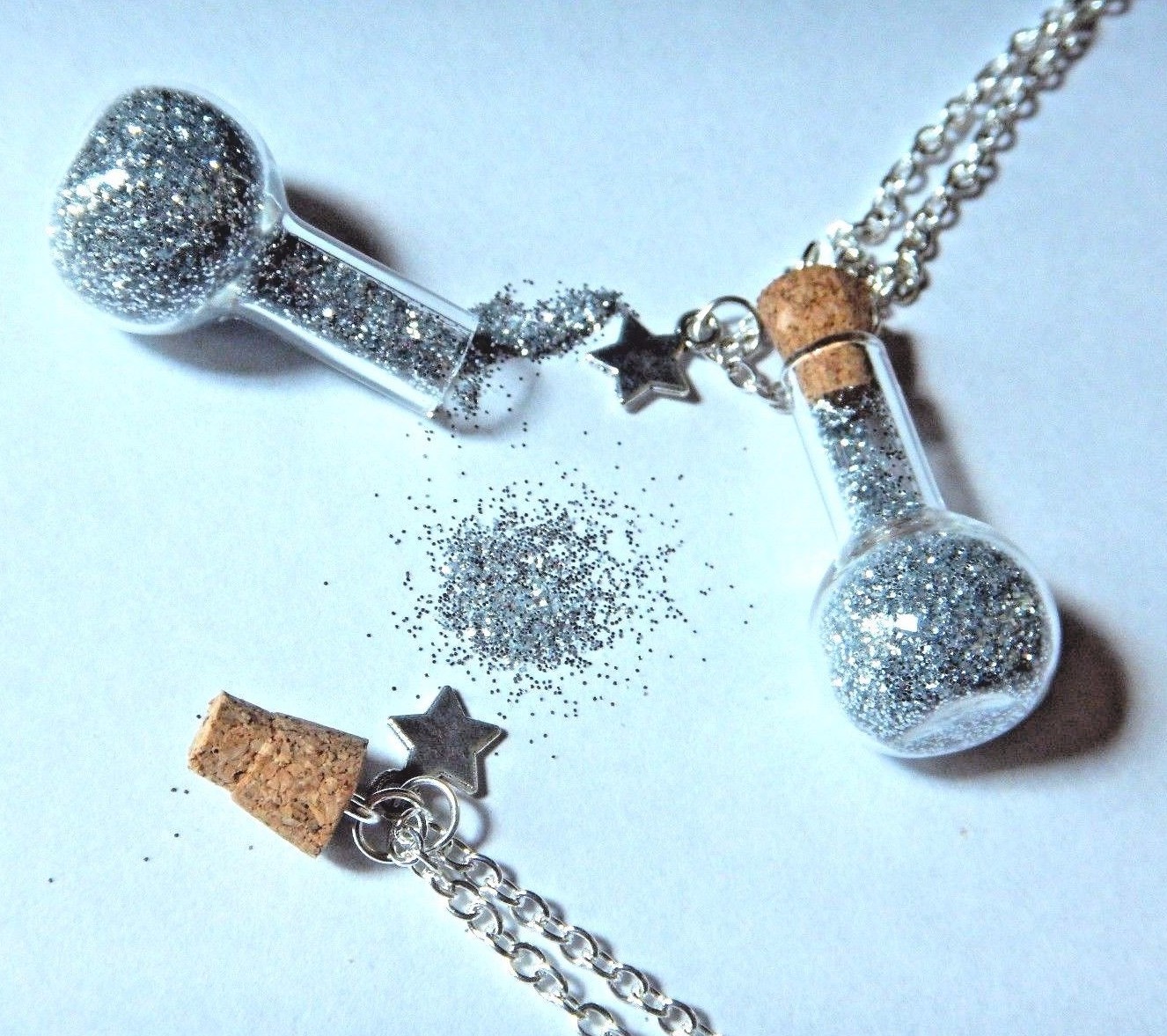 EMERGENCY GLITTER RESERVE pixie dust fairy sparkle glam bottle jar necklace M1