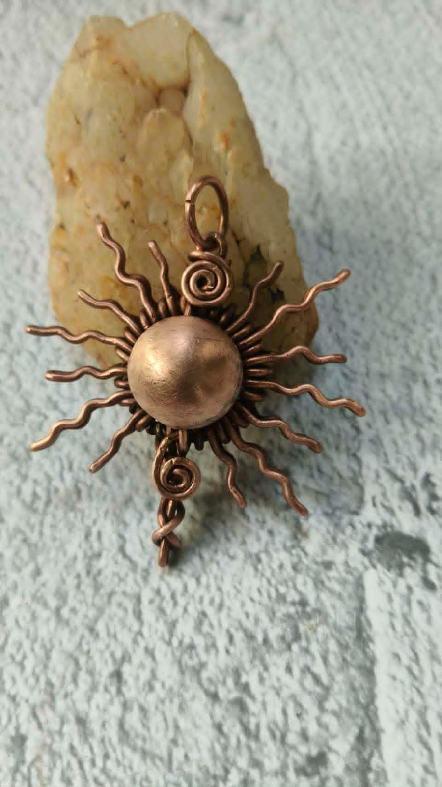 Sun Copper Pendant Wire Wrapped Enhances Energy Health Luck Jewelry #PS0003