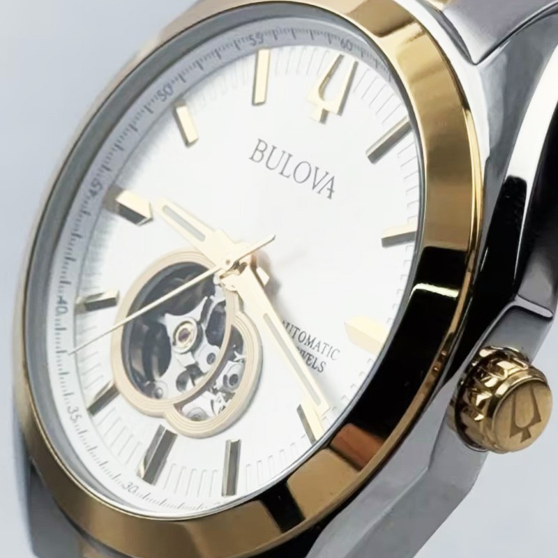 Bulova Surveyor 98A284 Gold Silver Tone Dial Men’s Automatic Watch 42mm