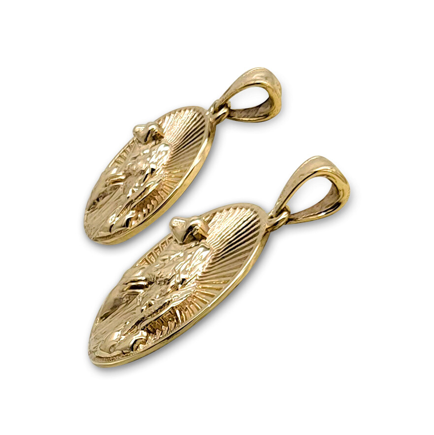 Solid 18K Yellow Gold Jesus Shepherd Pendant, Gold Lamb Of God Pendant