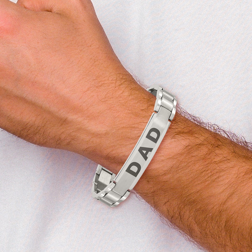 Chisel Stainless Steel Brushed and Polished Lasered DAD 8.75 inch Bracelet SRB92