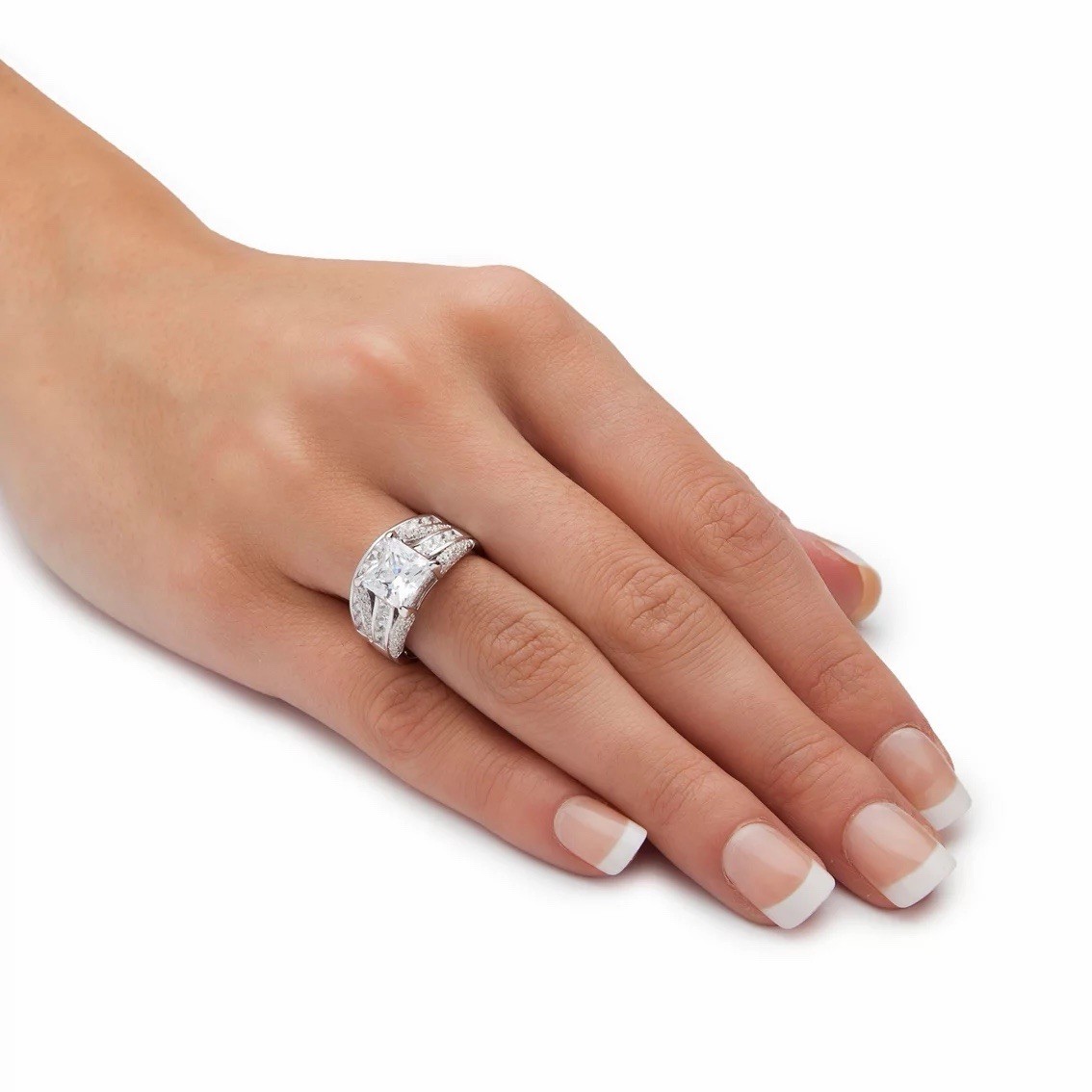 PalmBeach Princess-Cut Cubic Zirconia Ring in Platinum-plated Sterling Silver