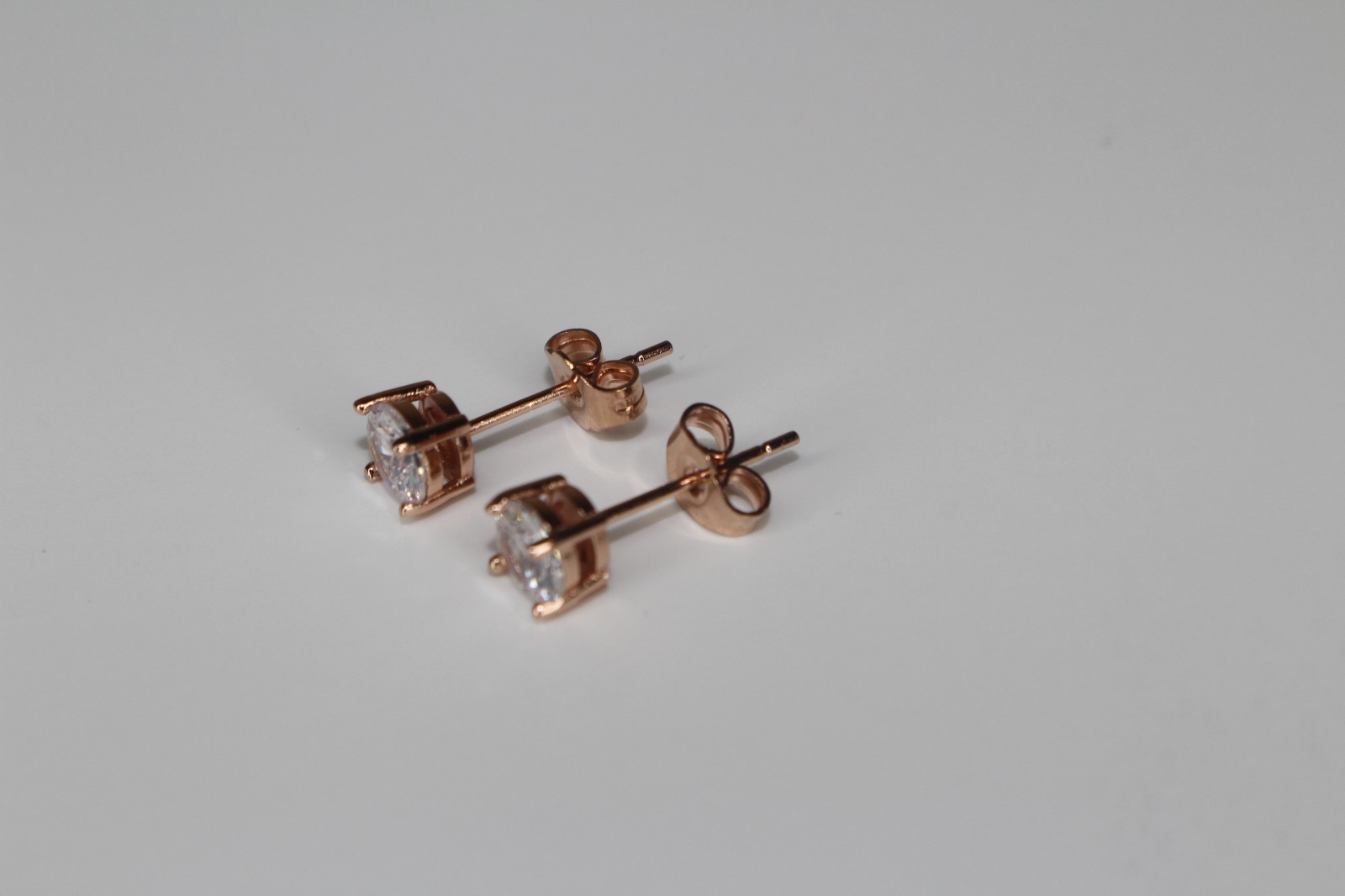 4mm GENUINE 14k ROSE GOLD Vermeil Stud Earrings .50ctw Lab Sim VVS Diamonds