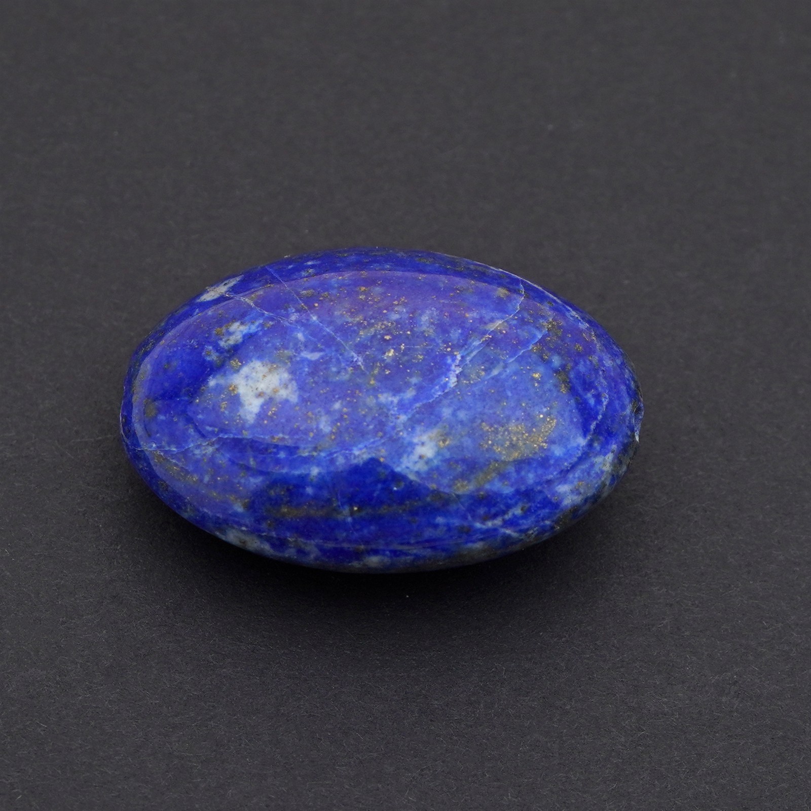 Large polished flat oval blue lapis lazuli bead semiprecious stone 33mm