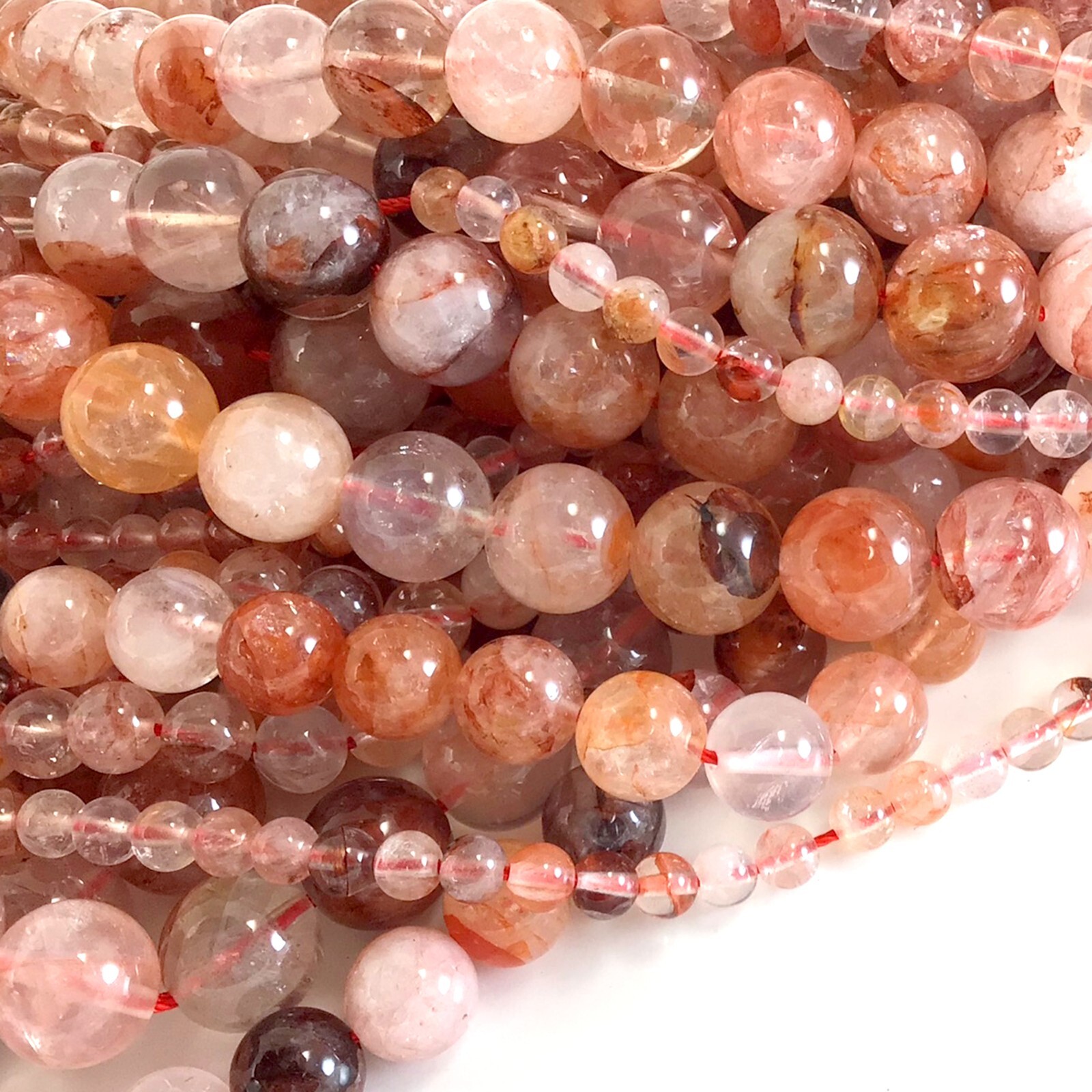 Natural Fire Quartz Smooth Round Loose Bead 15″ Strand Jewelry Making 4 6 8 1012